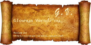 Glovnya Versény névjegykártya